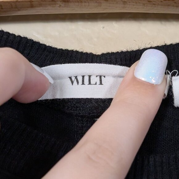 Wilt Asymmetrical Black Top Long Sleeve Cotton Slouchy sz M Basic Capsule Staple - Picture 3 of 9
